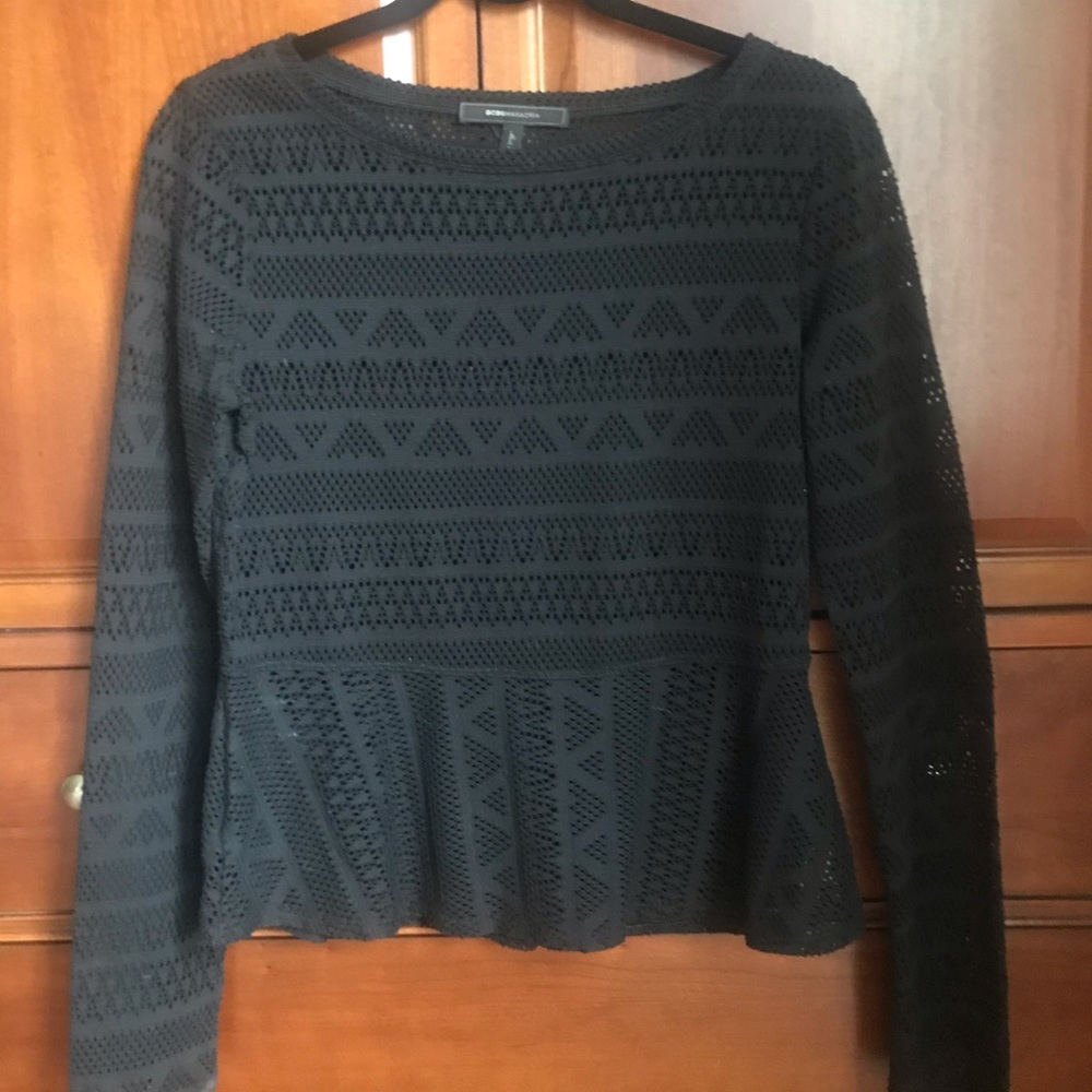 Women’s BCBG Maxazaria Black Lace Long Sleeve Top
